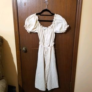 Cottagecore Cream Linen Dress